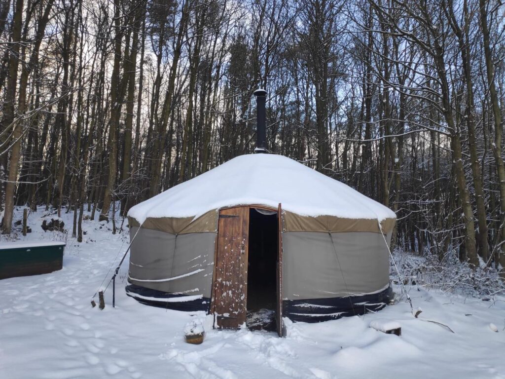 Secret Garden yurt in the snow